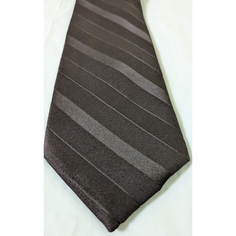 Vintage Ketch Polyester Retro Classic Tie Brown Tone on Tone Stripped 55 x 3.25